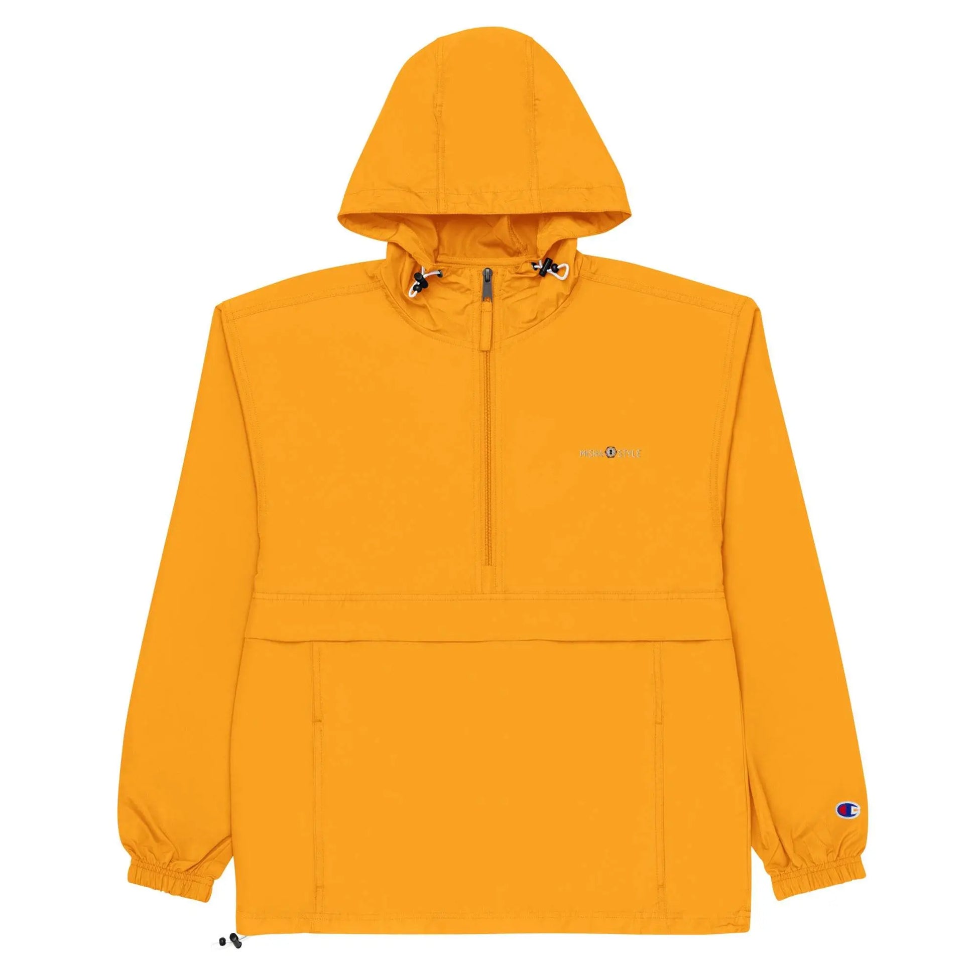 Embroidered Champion Packable Women Jacket - Orange - IVORYNN