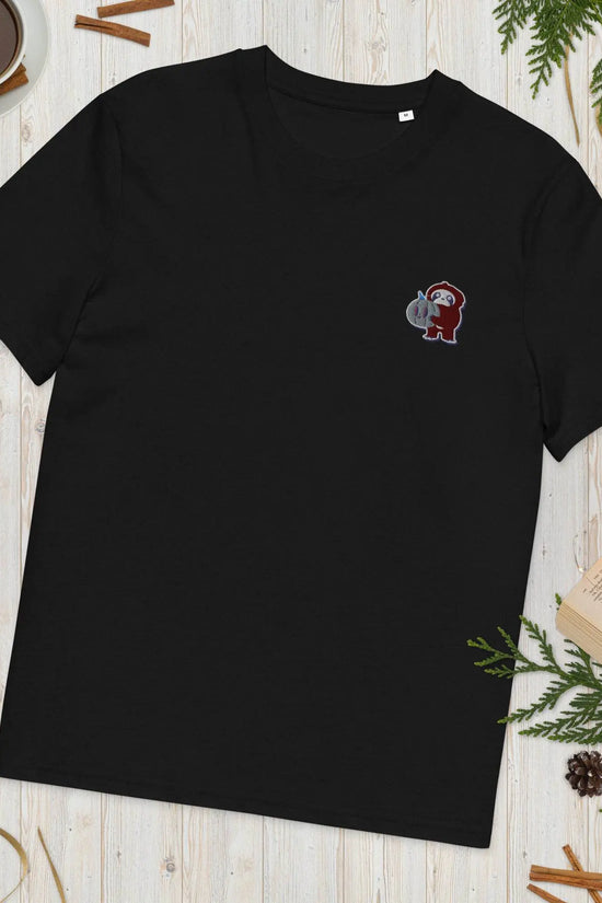 Embroidered Little Monkey organic cotton t-shirt - IVORYNN