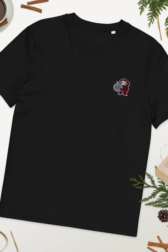 Embroidered Little Monkey organic cotton t-shirt - IVORYNN