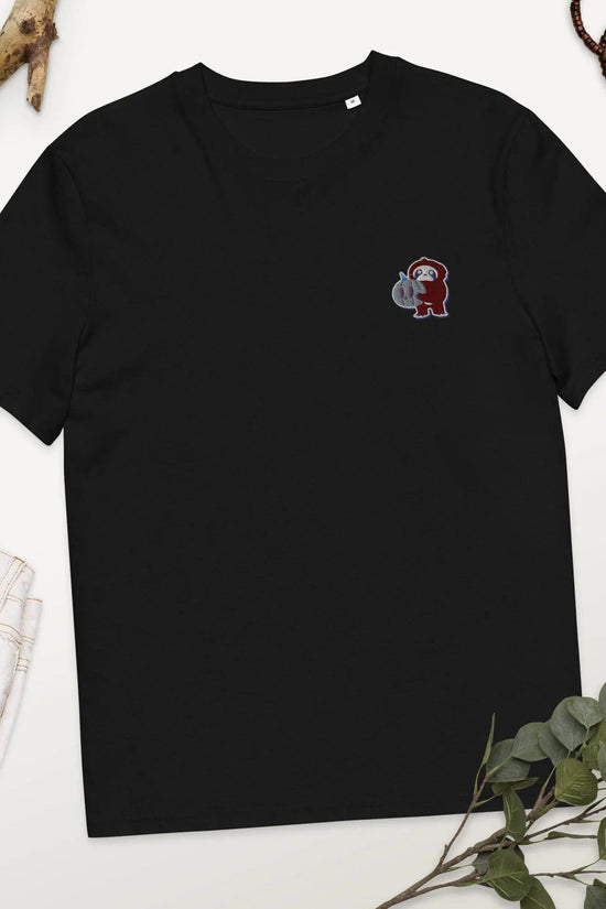 Embroidered Little Monkey organic cotton t-shirt - IVORYNN