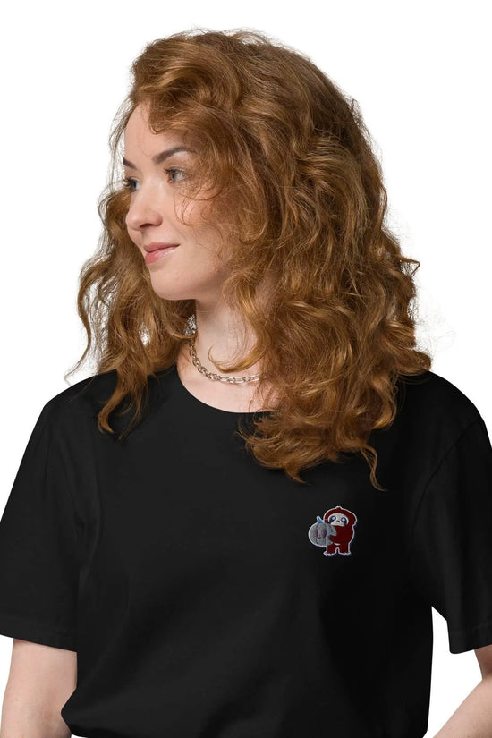 Embroidered Little Monkey organic cotton t-shirt - IVORYNN