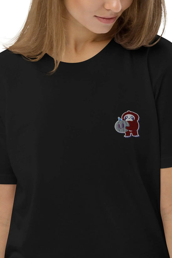 Embroidered Little Monkey organic cotton t-shirt - IVORYNN