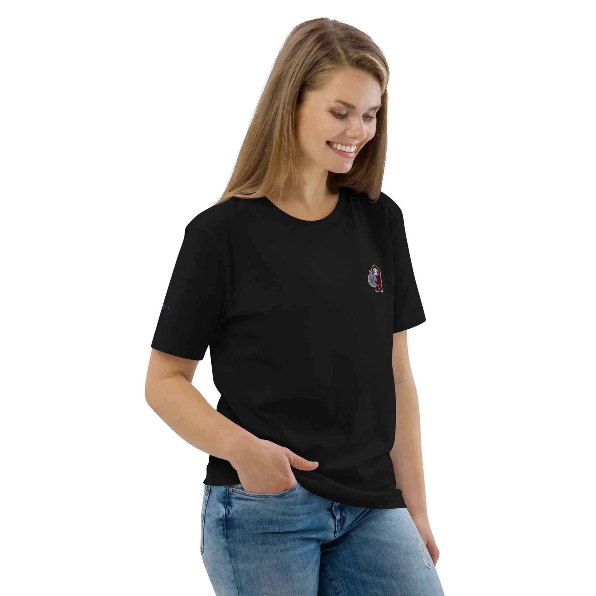 Embroidered Little Monkey organic cotton t-shirt - IVORYNN