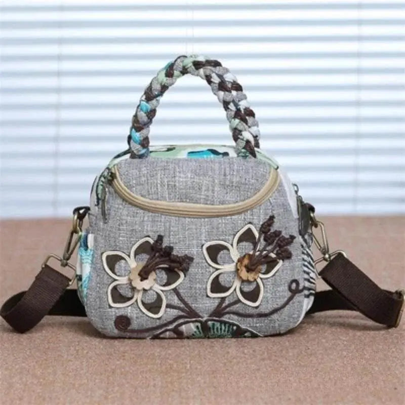 Embroidered Versatile Cloth Crossbody Bag - IVORYNN