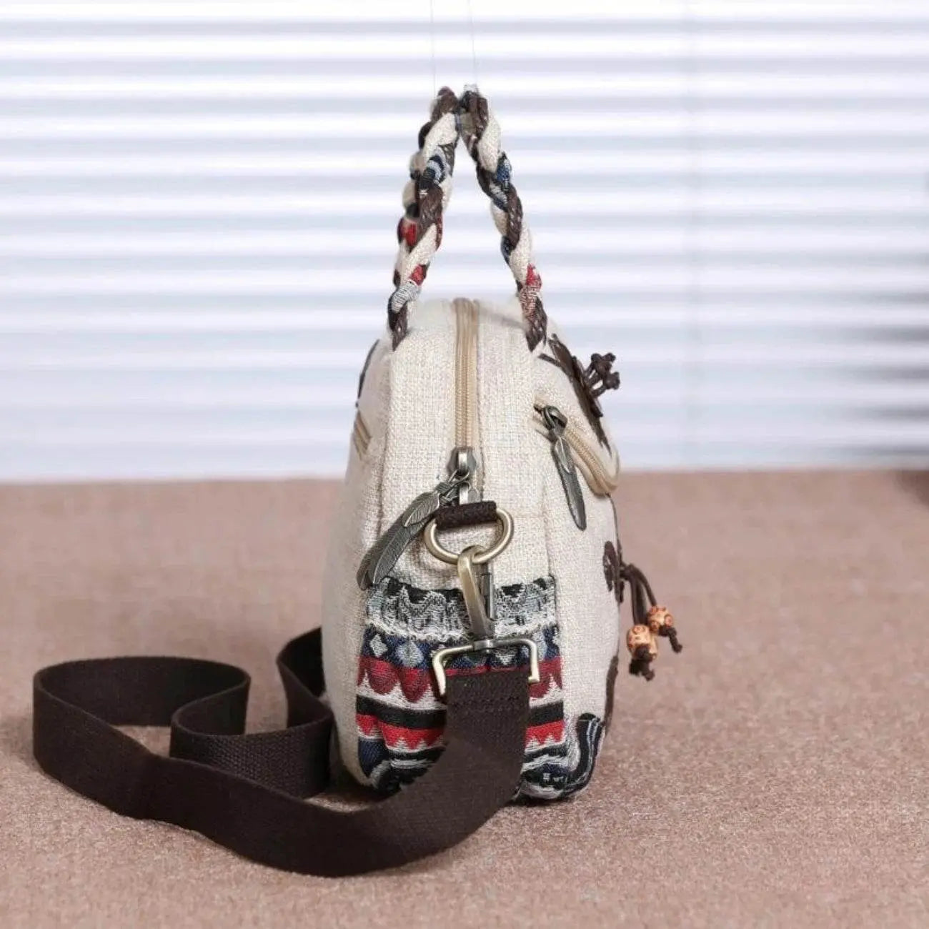 Embroidered Versatile Cloth Crossbody Bag - IVORYNN