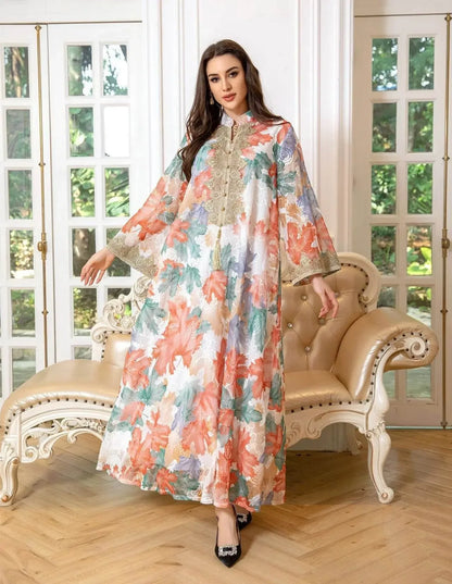 Embroidery Eid Floral Maxi Luxury Jalabiya - IVORYNN