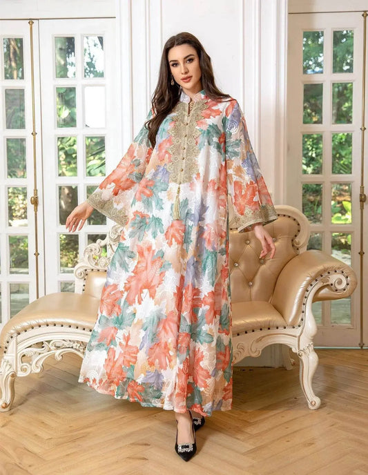 Embroidery Eid Floral Maxi Luxury Jalabiya
