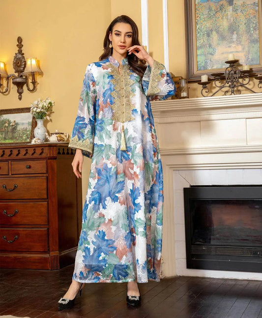 Embroidery Eid Floral Maxi Luxury Jalabiya