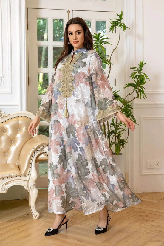 Embroidery Eid Floral Maxi Luxury Jalabiya - IVORYNN