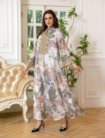 Embroidery Eid Floral Maxi Luxury Jalabiya - IVORYNN