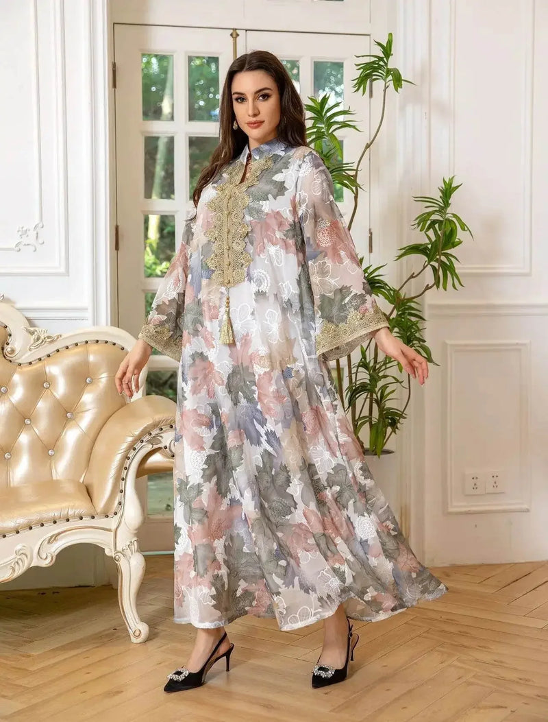Embroidery Eid Floral Maxi Luxury Jalabiya - IVORYNN