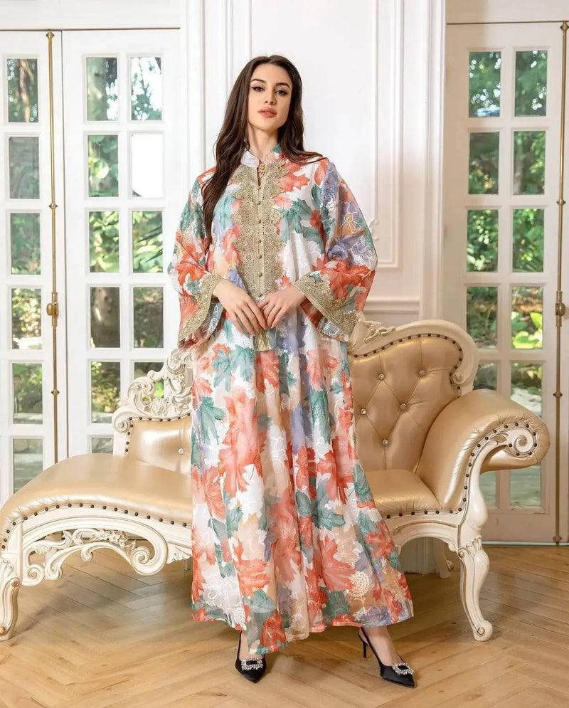 Embroidery Eid Floral Maxi Luxury Jalabiya - IVORYNN