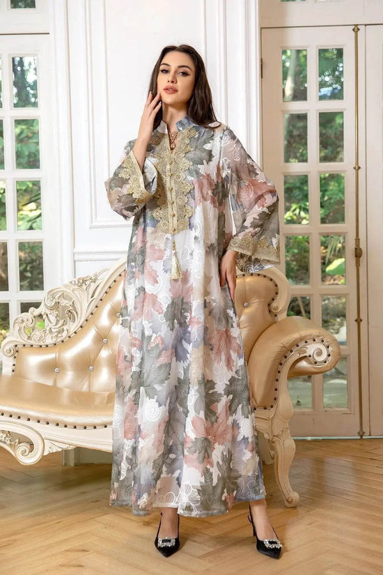 Embroidery Eid Floral Maxi Luxury Jalabiya - IVORYNN