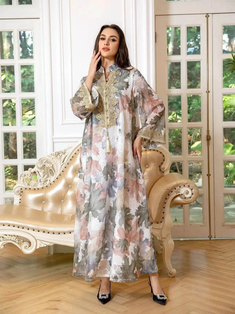 Embroidery Eid Floral Maxi Luxury Jalabiya - IVORYNN