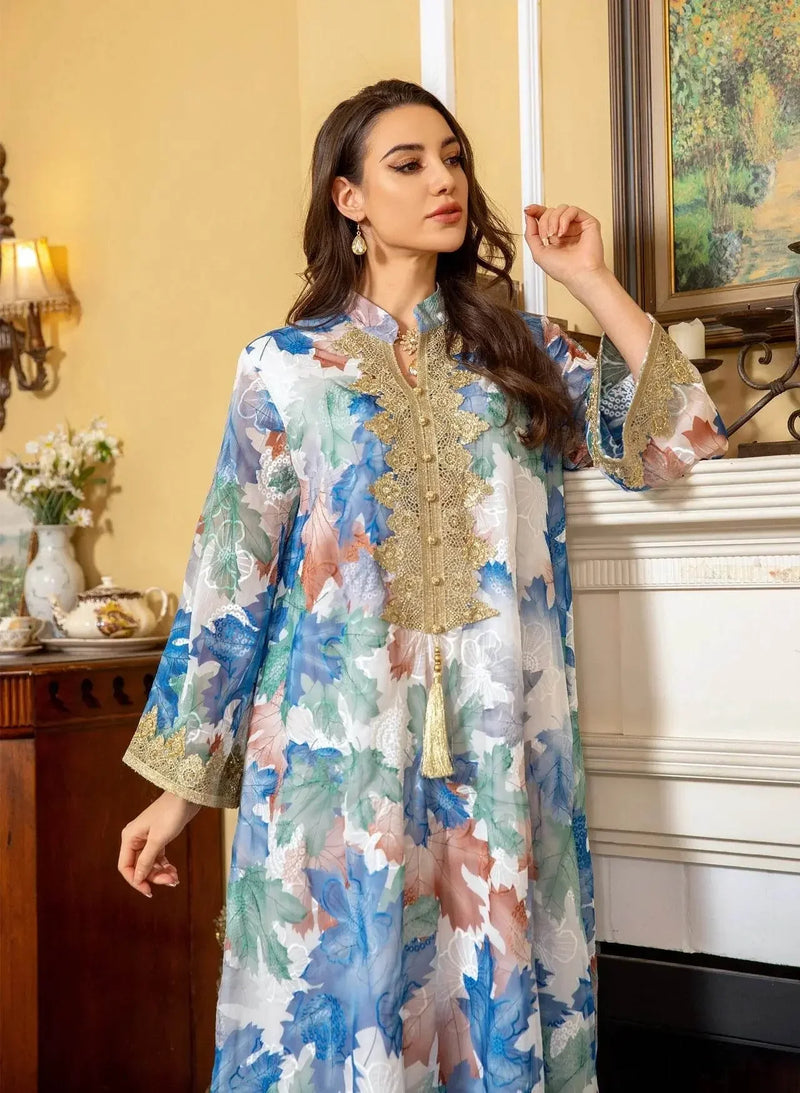Embroidery Eid Floral Maxi Luxury Jalabiya - IVORYNN