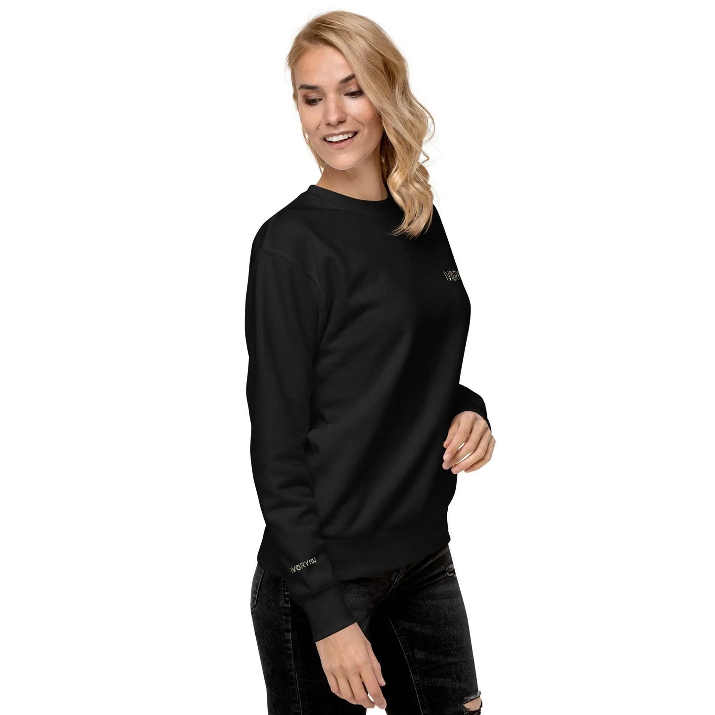 Essential Women Comfort Premium Black Sweatshirt - IVORYNN