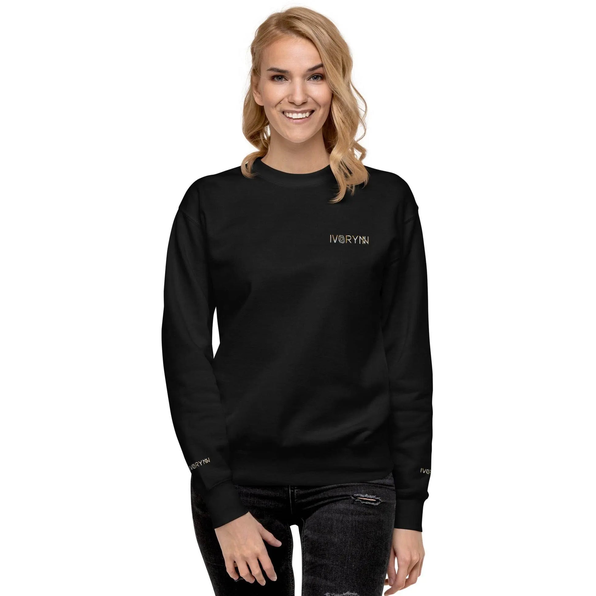 Essential Women Comfort Premium Black Sweatshirt - IVORYNN