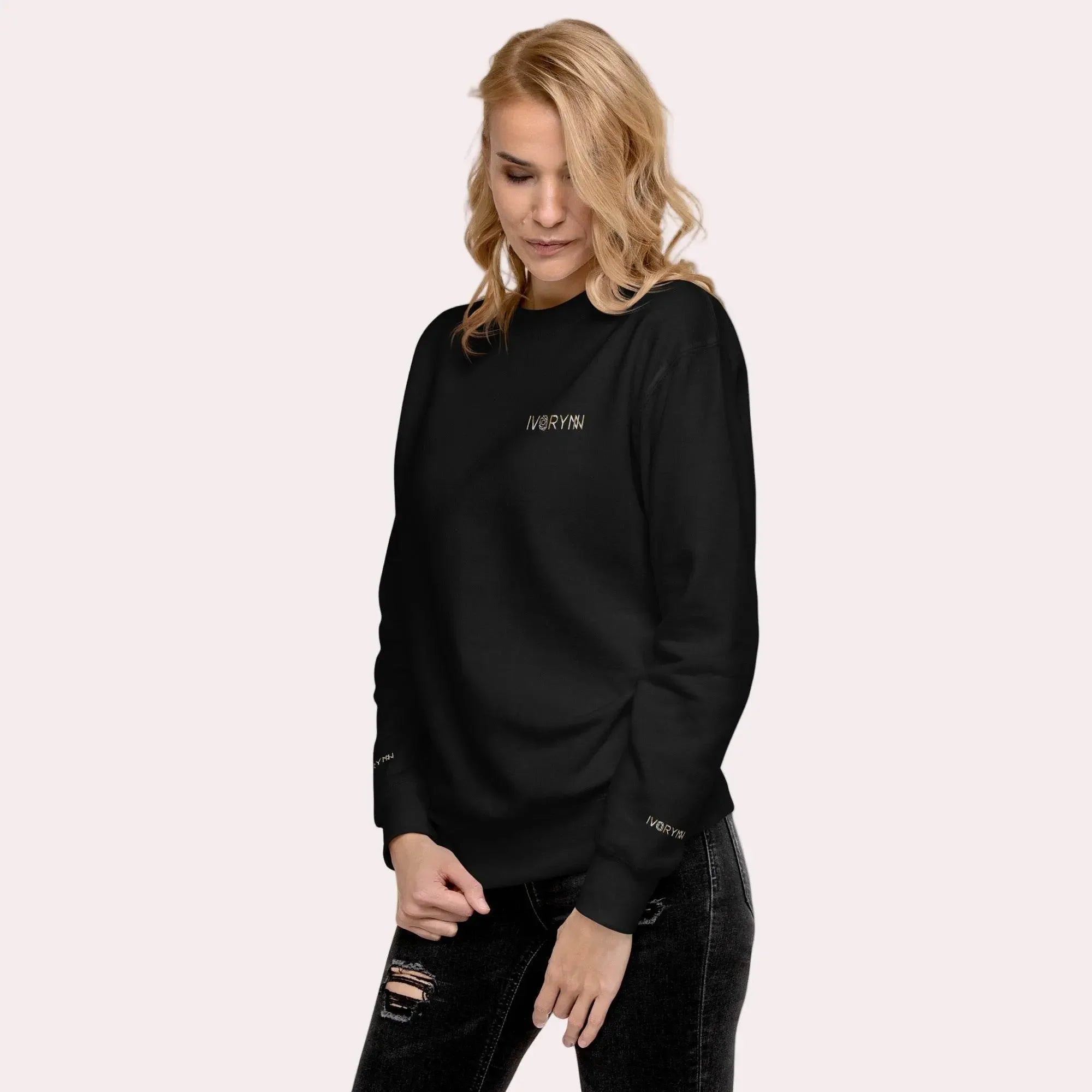 Essential Women Comfort Premium Black Sweatshirt - IVORYNN