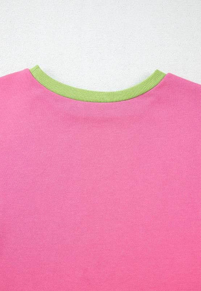 Exposed Seam Color Block Long Sleeve Sweatshirt - IVORYNN