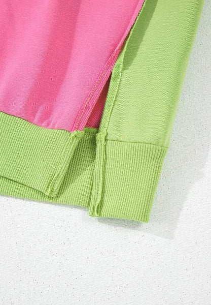 Exposed Seam Color Block Long Sleeve Sweatshirt - IVORYNN