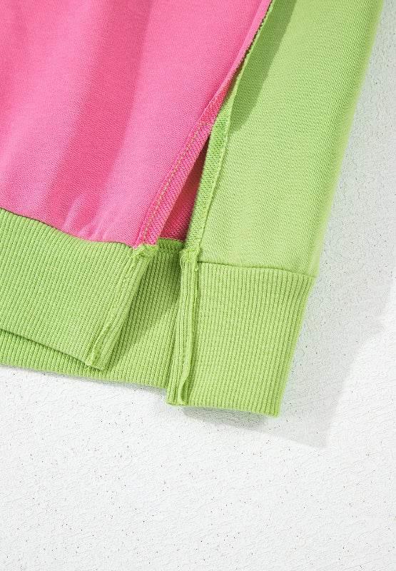 Exposed Seam Color Block Long Sleeve Sweatshirt - IVORYNN