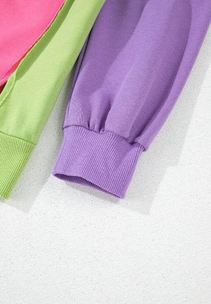 Exposed Seam Color Block Long Sleeve Sweatshirt - IVORYNN