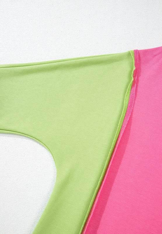 Exposed Seam Color Block Long Sleeve Sweatshirt - IVORYNN