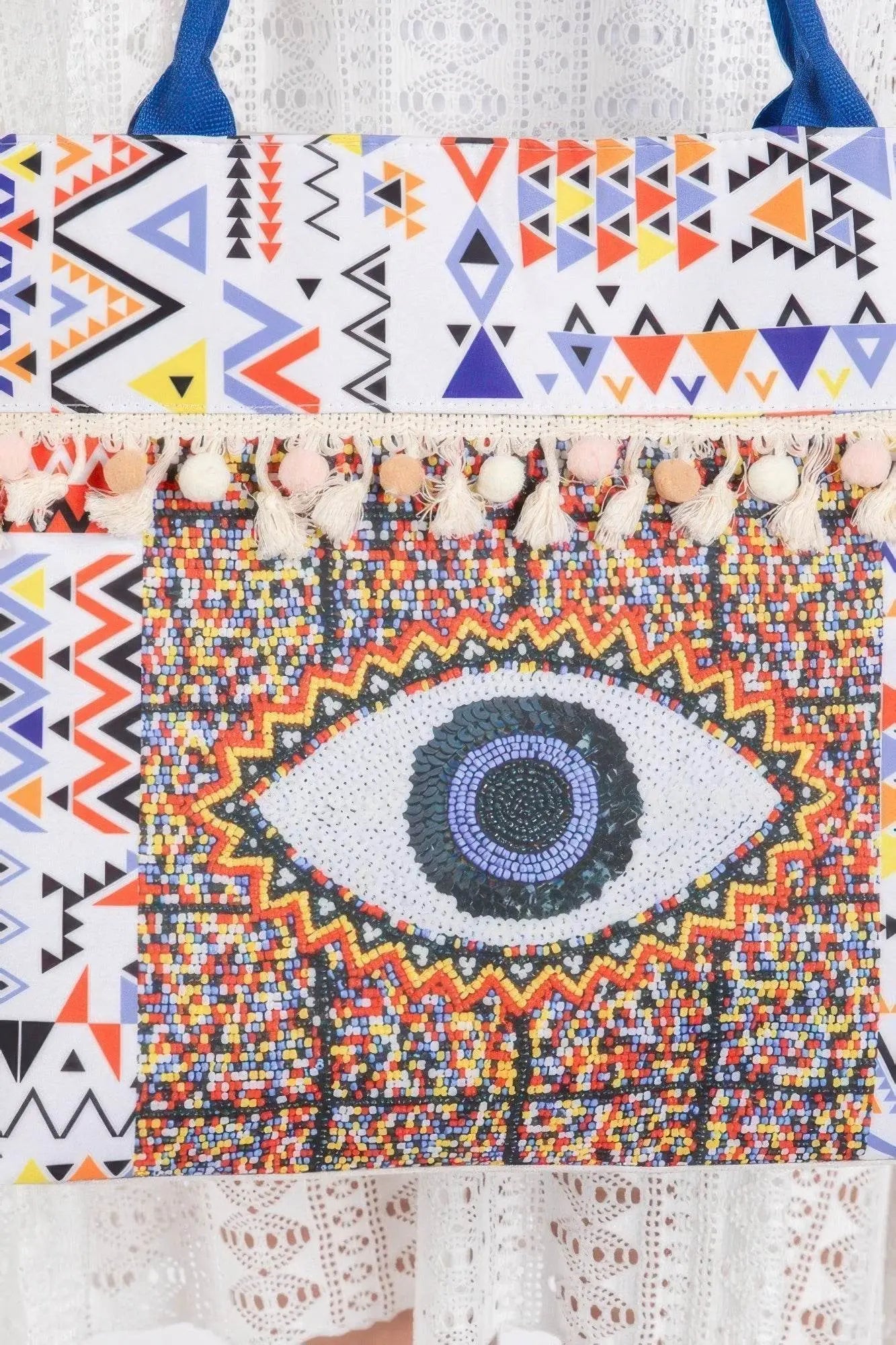 Eye Boho Pom Pom Fringe Beach Bags - IVORYNN
