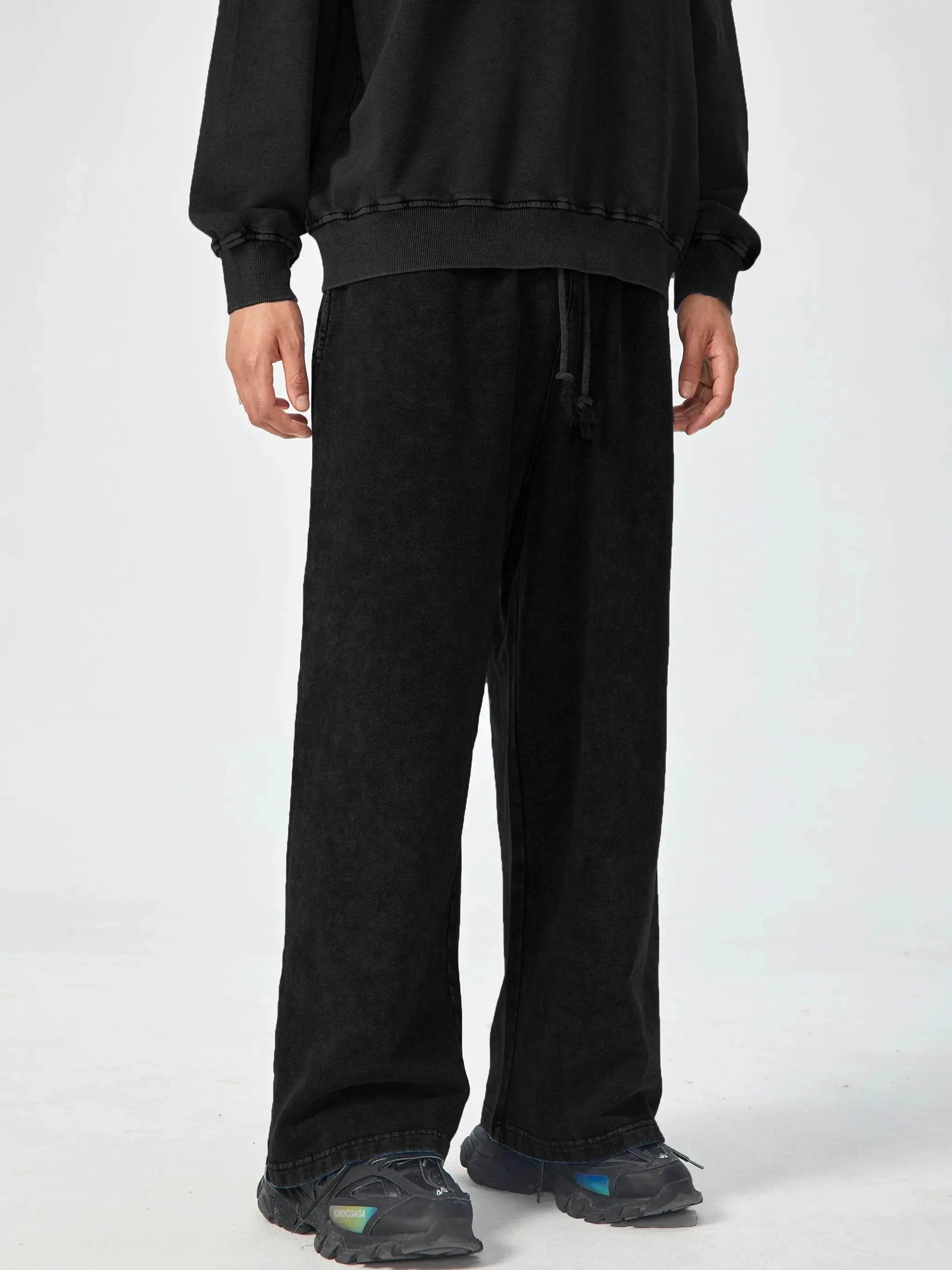 FANBE Acid Wash Straight Leg Pants - IVORYNN
