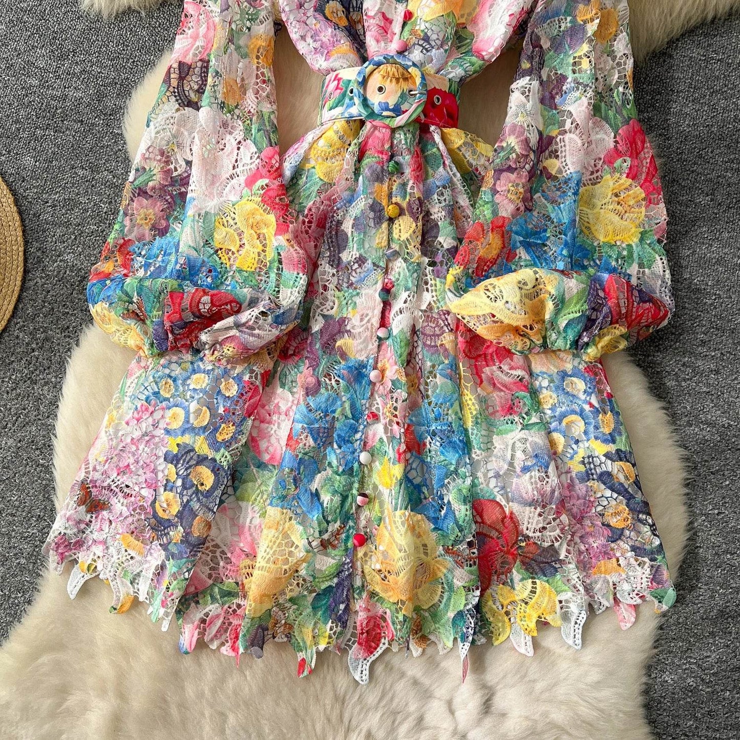 Fairycore V-Neck Casual Midi Puff Dress - IVORYNN