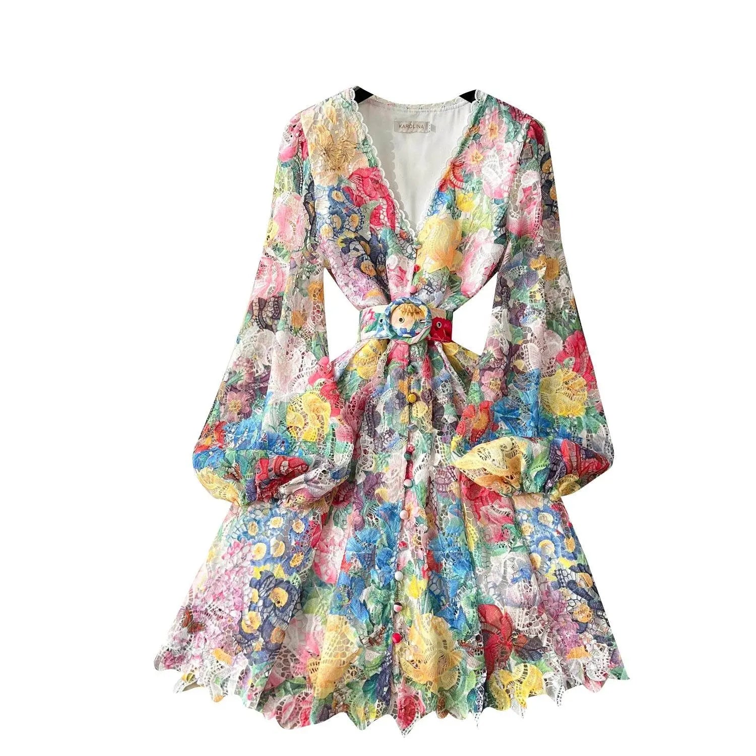 Fairycore V-Neck Casual Midi Puff Dress - IVORYNN