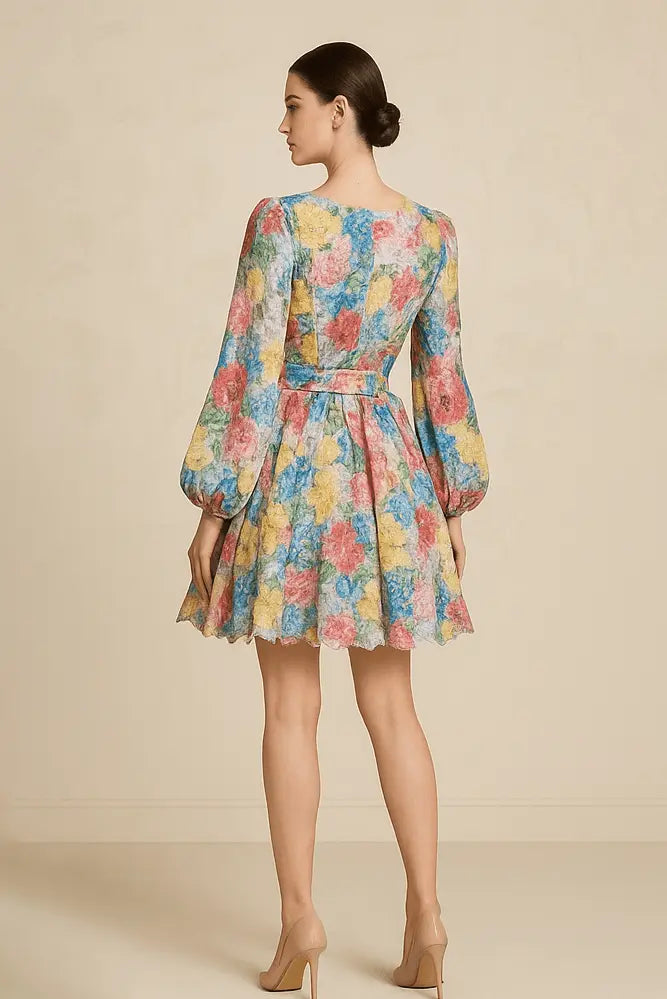 Fairycore V-Neck Casual Midi Puff Dress - IVORYNN