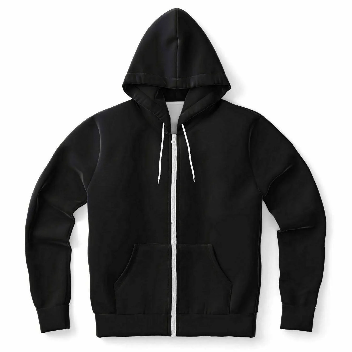 IVORYNN Faith Athletic black zip-up hoodie with white drawstrings and front pockets