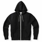 IVORYNN Faith Athletic black zip-up hoodie with white drawstrings and front pockets
