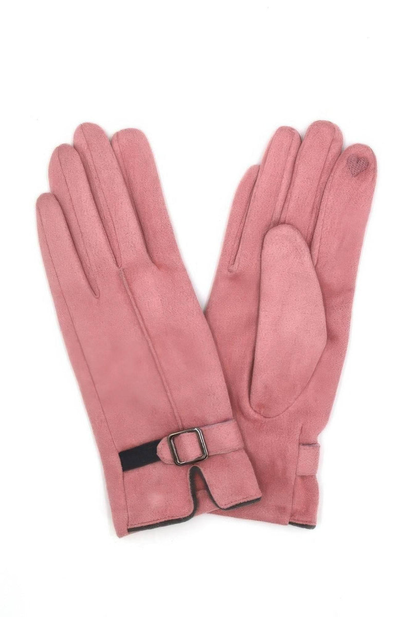 Faux Suede Band Smart Touch Gloves - IVORYNN