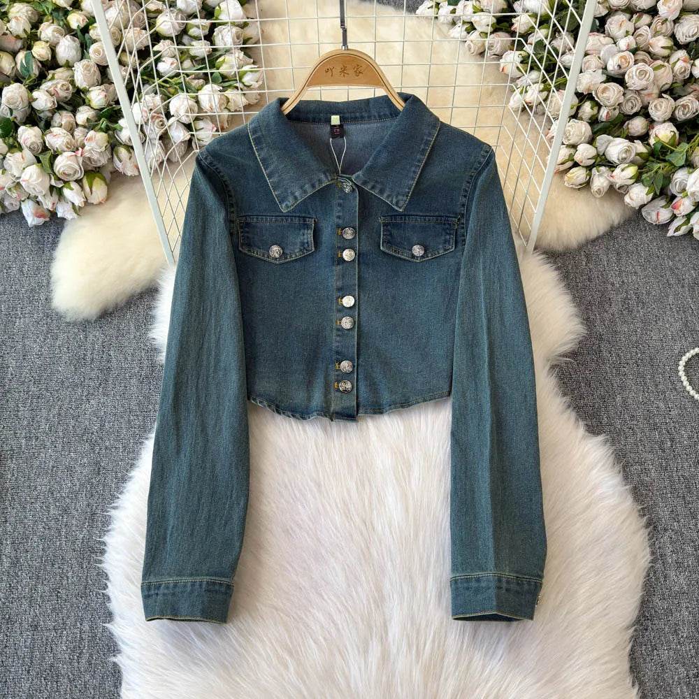 Fishtail Skirt Vintage Denim Two-Piece Set - IVORYNN