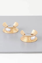 Flared Pearl Teardrop Hoop Earrings - IVORYNN