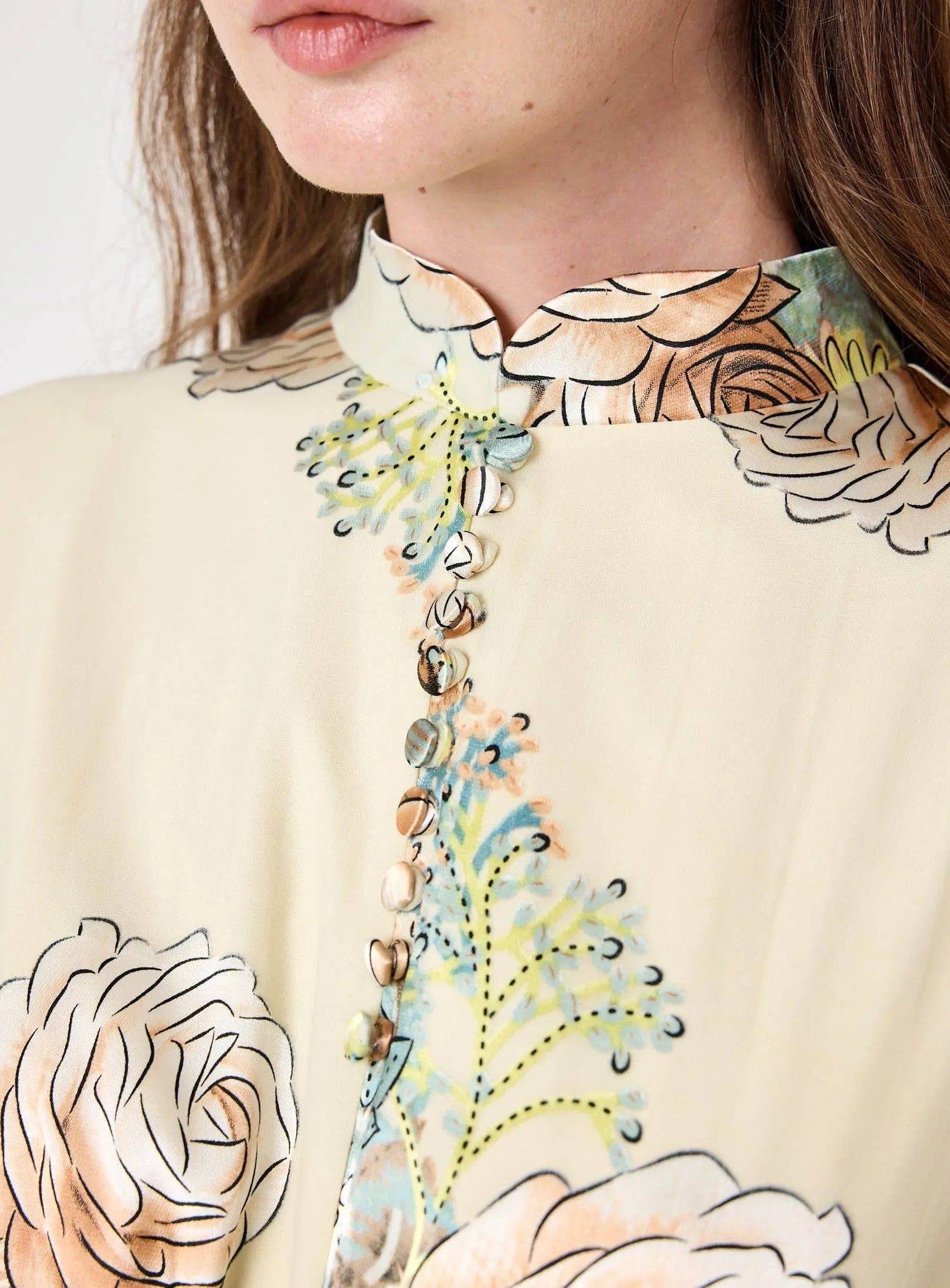 Floral Belted Devoré Velvet Effect Maxi Dress - IVORYNN