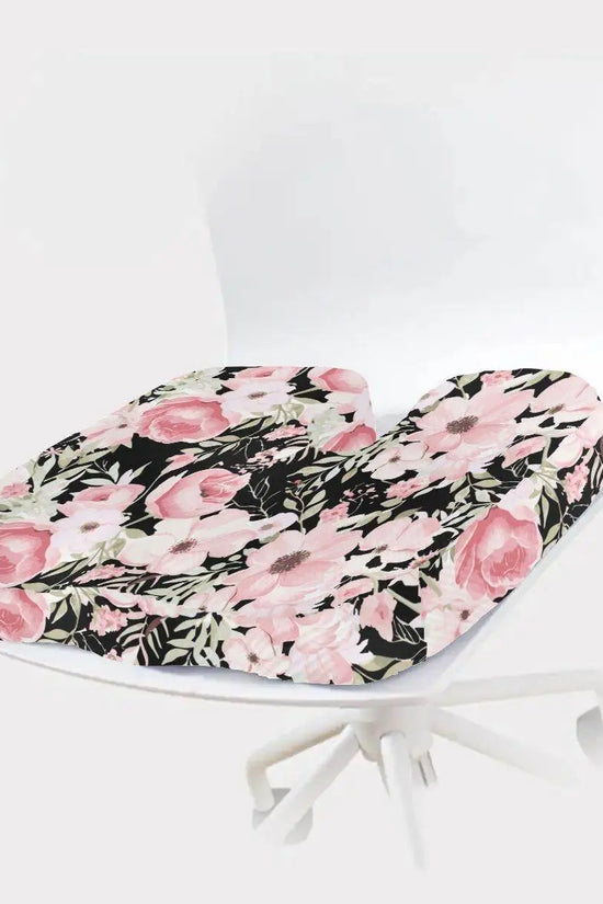 Floral Orthopedic Memory Foam Seat Black Cushion - IVORYNN