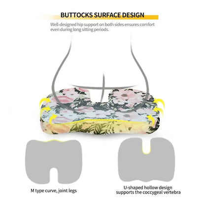 Floral Orthopedic Memory Foam Seat Black Cushion - IVORYNN