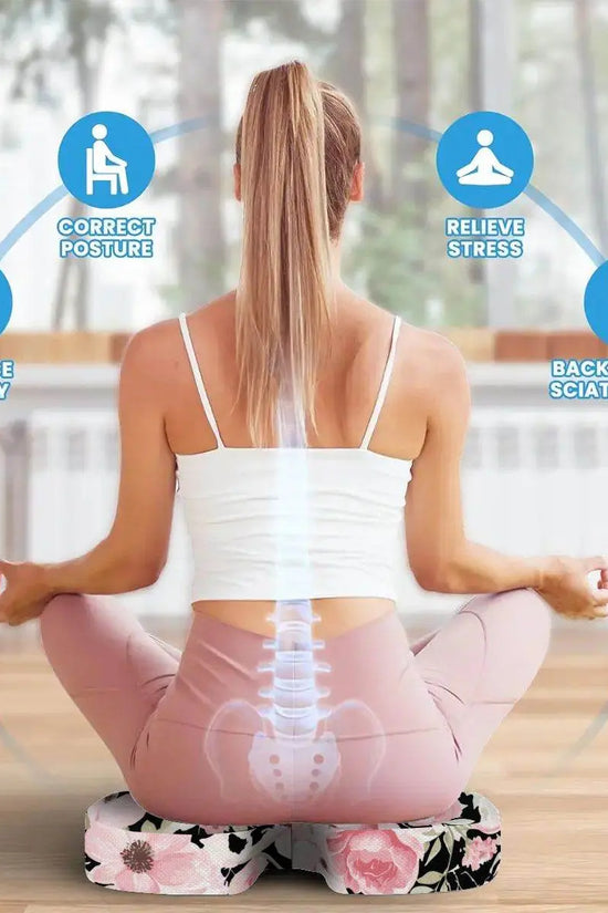 Floral Orthopedic Memory Foam Seat Black Cushion - IVORYNN