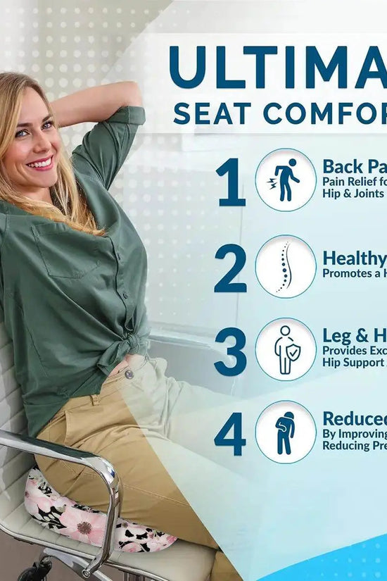 Floral Orthopedic Memory Foam Seat Black Cushion - IVORYNN