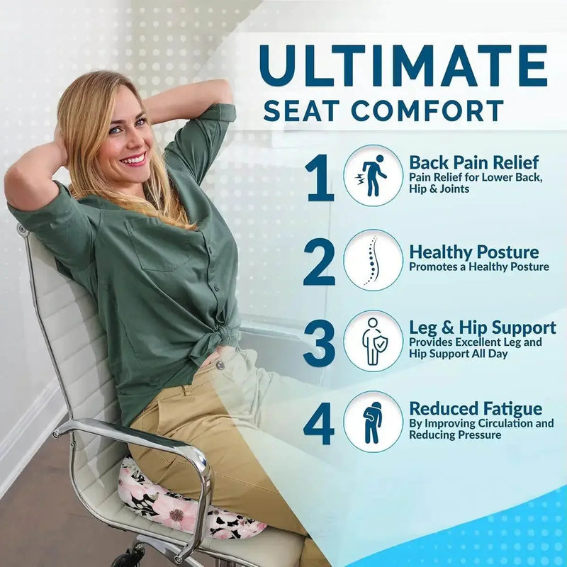 Floral Orthopedic Memory Foam Seat Black Cushion - IVORYNN