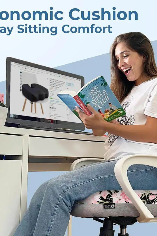 Floral Orthopedic Memory Foam Seat Black Cushion - IVORYNN