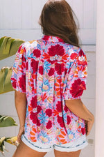 Floral Puff Sleeve Button-Up Blouses - IVORYNN