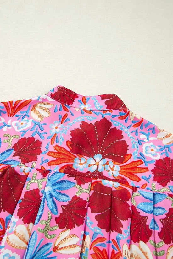 Floral Puff Sleeve Button-Up Blouses - IVORYNN