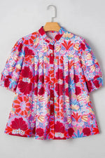 Floral Puff Sleeve Button-Up Blouses - IVORYNN