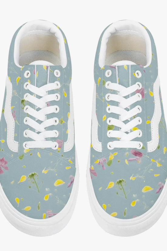 Floral Trendy Low-Top Canvas Pistachio Sneakers - IVORYNN