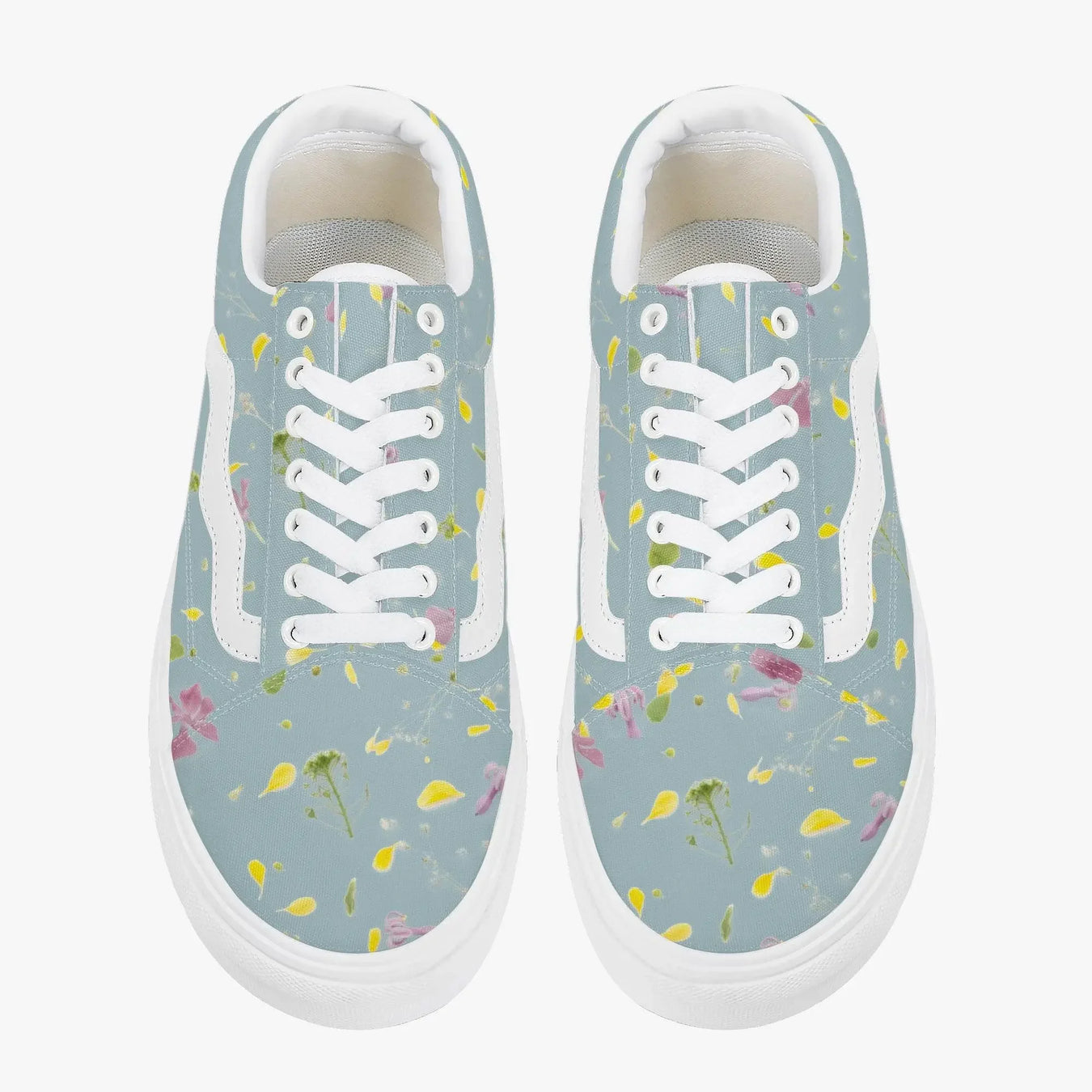 Floral Trendy Low-Top Canvas Pistachio Sneakers - IVORYNN