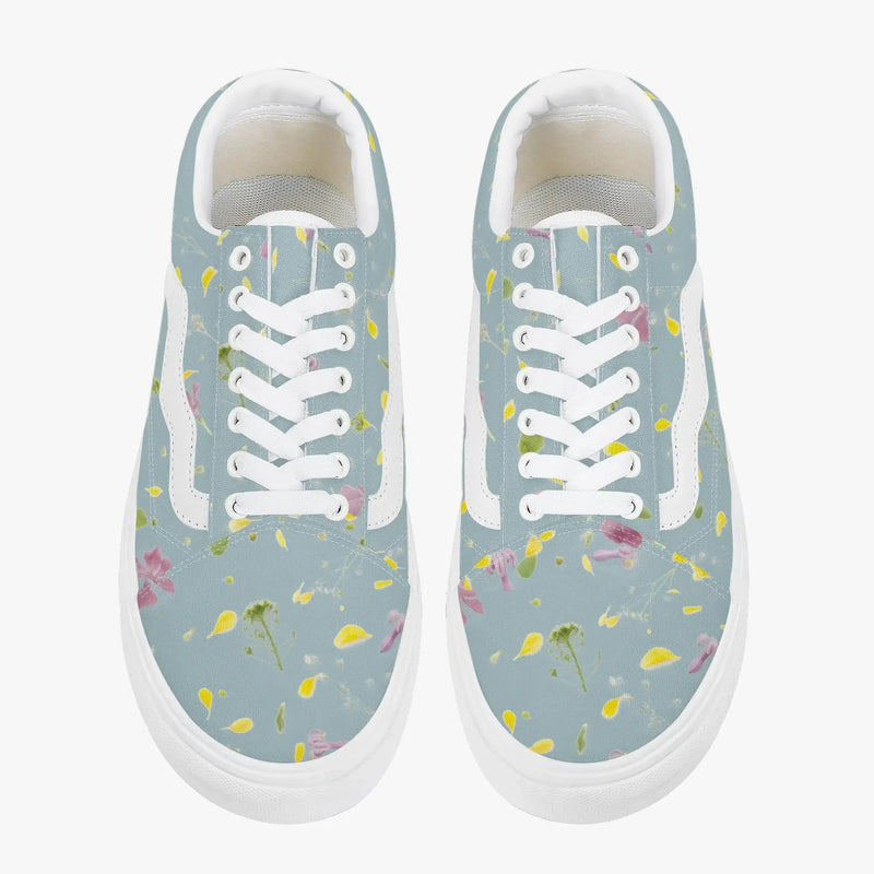 Floral Trendy Low-Top Canvas Pistachio Sneakers - IVORYNN